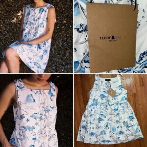 NEW $280 Teddy Fresh Cats & Cherubs Dress LARGE NWT